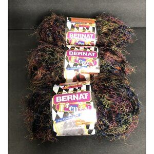 Bernat Yarn FRENZY #55040 Black Blast Set of 3 Multi Color Skeins NEW